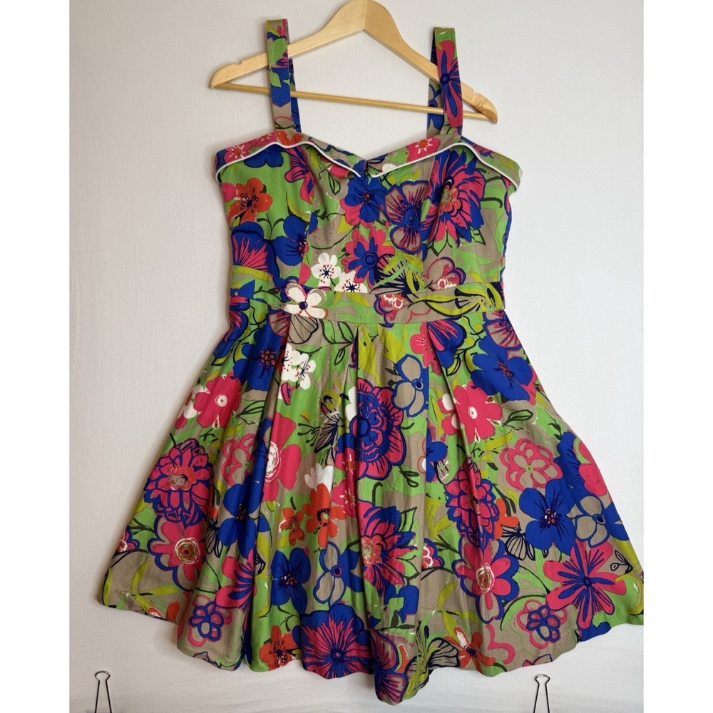 Beach Bash! Art & Tatyana Floratina Floral Pinup Dress Women's XL Cotton Blend